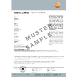 ISO calibration certificate/velocity - with selectable measuring points